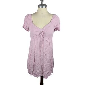 Hippie Rose Juniors' Puff-Sleeve Dress Shimmer Pink Size S